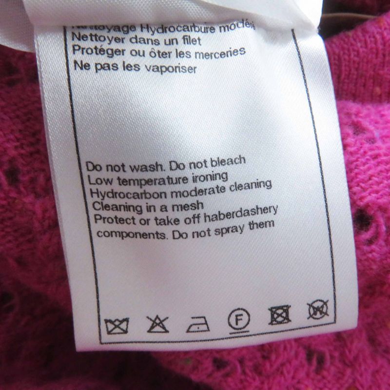 CHANEL 23A P75369 Wool Fuchsia (pinkish) Coco Mark Button Long Length Knit