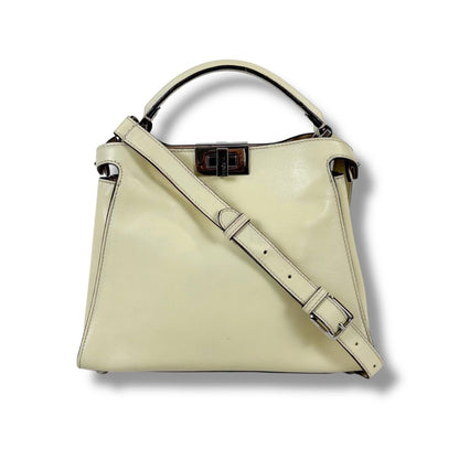 Fendi Peekaboo Essential 2-Way Top Handle Shoulder Bag Ivory Cream Ivorycream — view 15