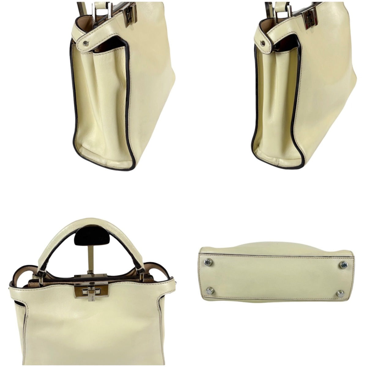 Fendi Peekaboo Essential 2-Way Top Handle Shoulder Bag Ivory Cream Ivorycream — view 4