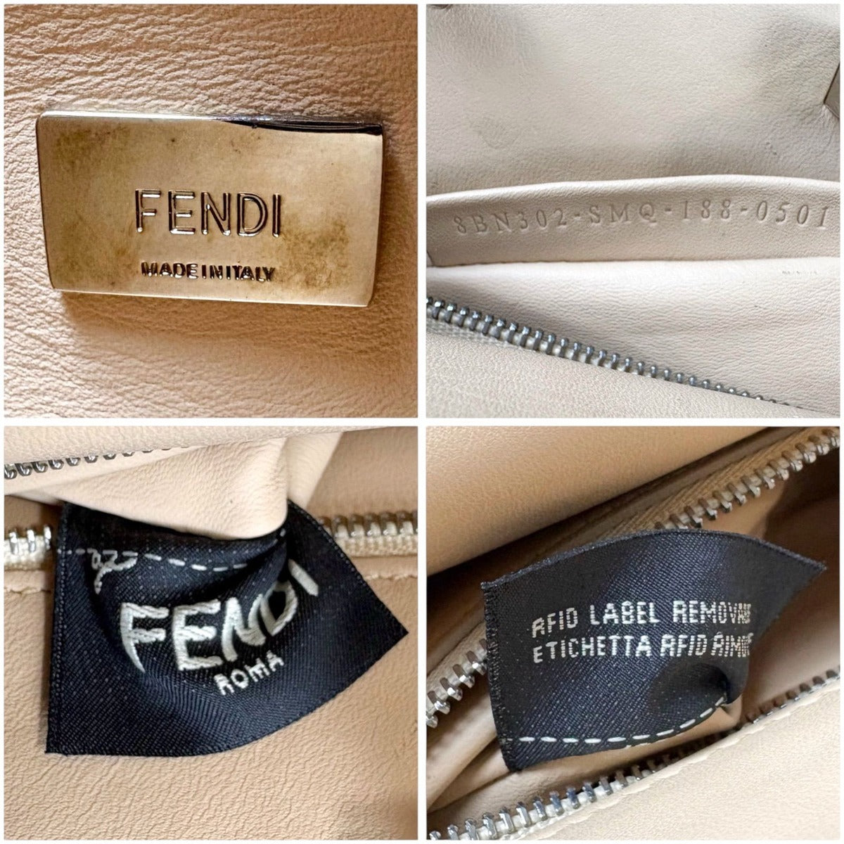 Fendi Peekaboo Essential 2-Way Top Handle Shoulder Bag Ivory Cream Ivorycream — view 9