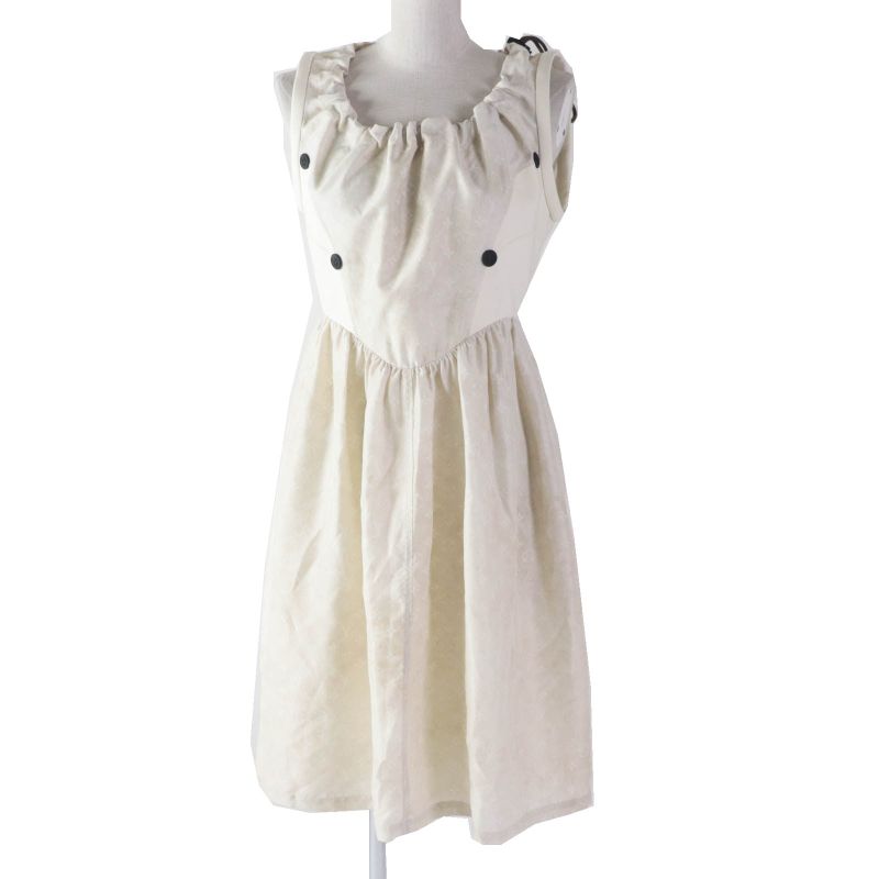 Louis Vuitton 2024 1afci6 Drawstring Scuba Dress Silk Nylon Monogram Pattern