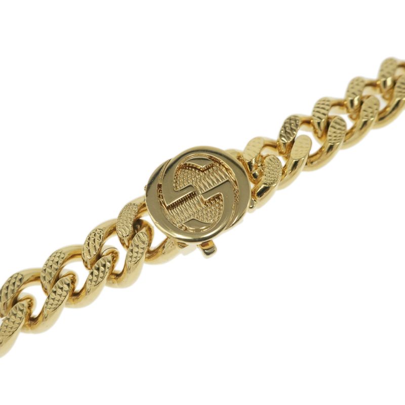 Gucci Adidas Collaboration Necklace Trefoil Golmette Chain Gold Black