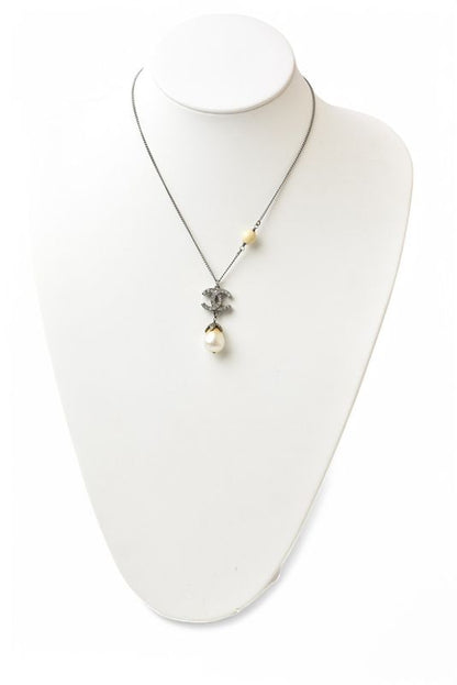 Chanel Necklace Pendant Chanel Coco Mark Double-sided Rhinestone Pearl Motif