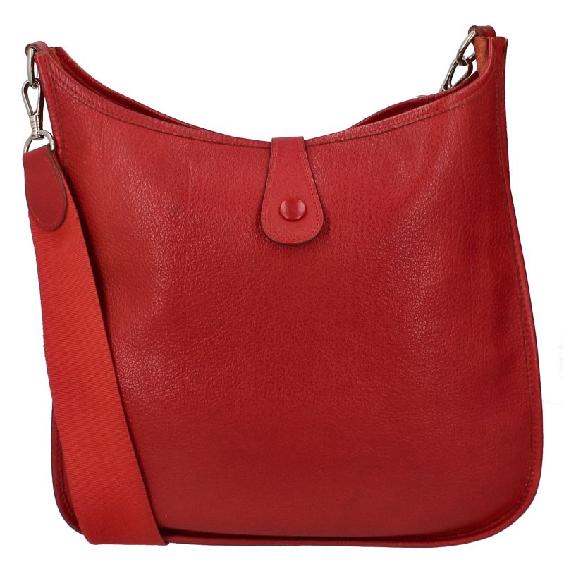 Hermes Evelyn GM Taurillon Clemence Women's Handbag Rouge Vif Excellent