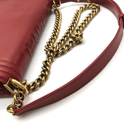 Chanel Leather Chain Shoulder Bag Red