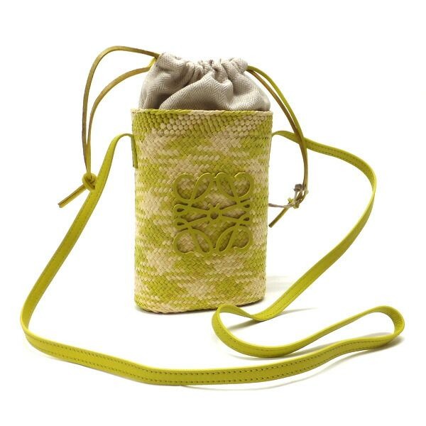 Loewe Basket Shoulder Bag Square Pocket Anagram Irakaya Palm Calf Leather