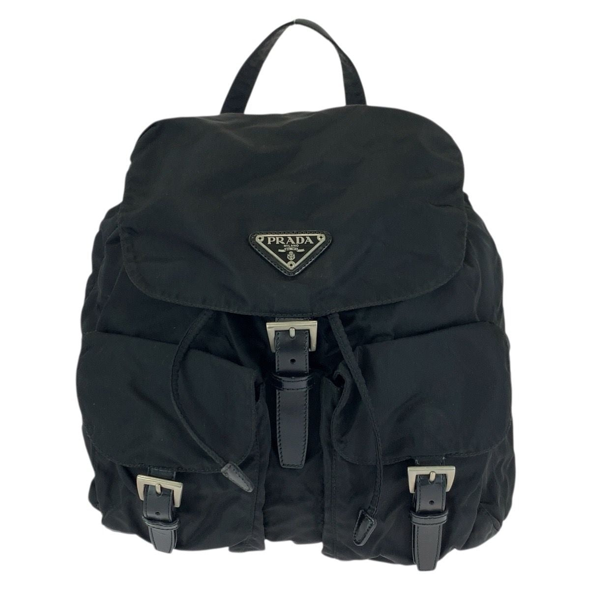 Prada Tessuto Black Silver Nylon Leather Backpack