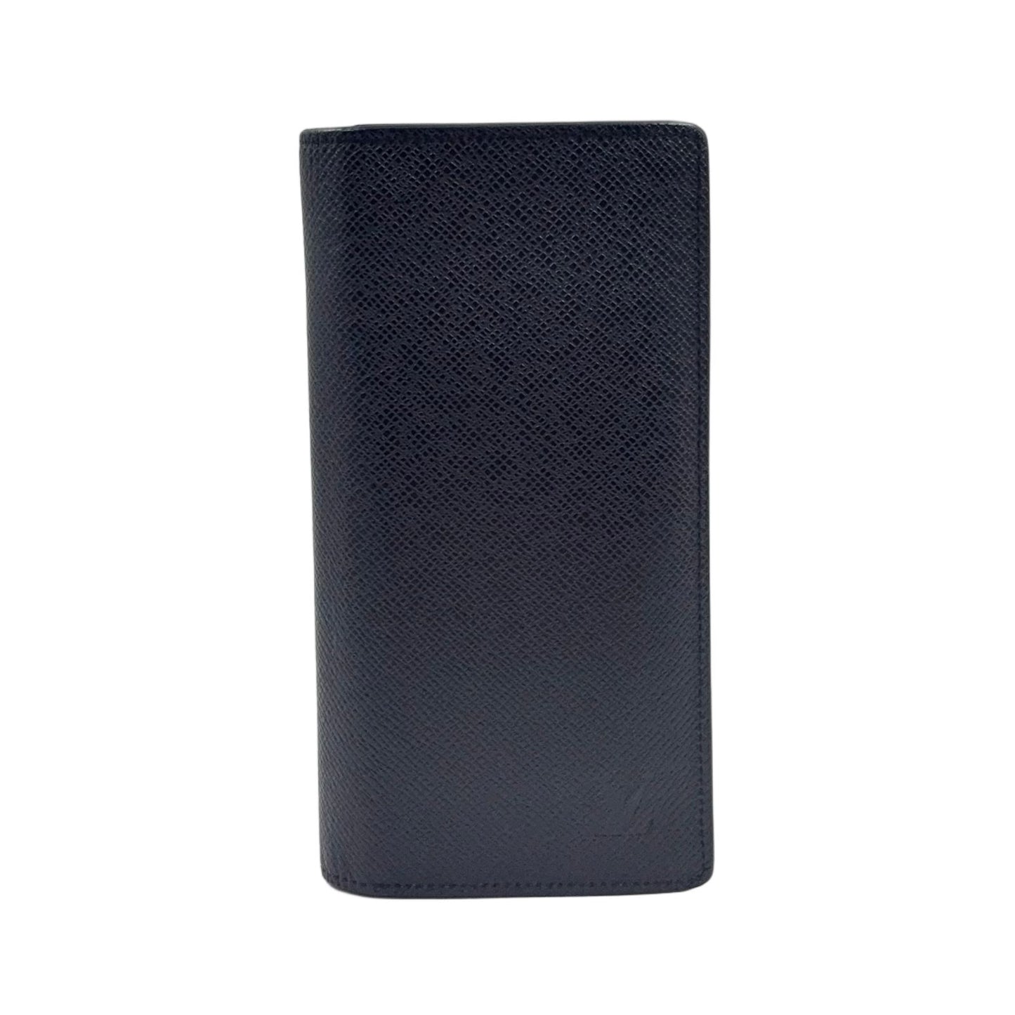 Louis Vuitton Portefeuille Brazza Taiga Leather Black Bifold Wallet Silver