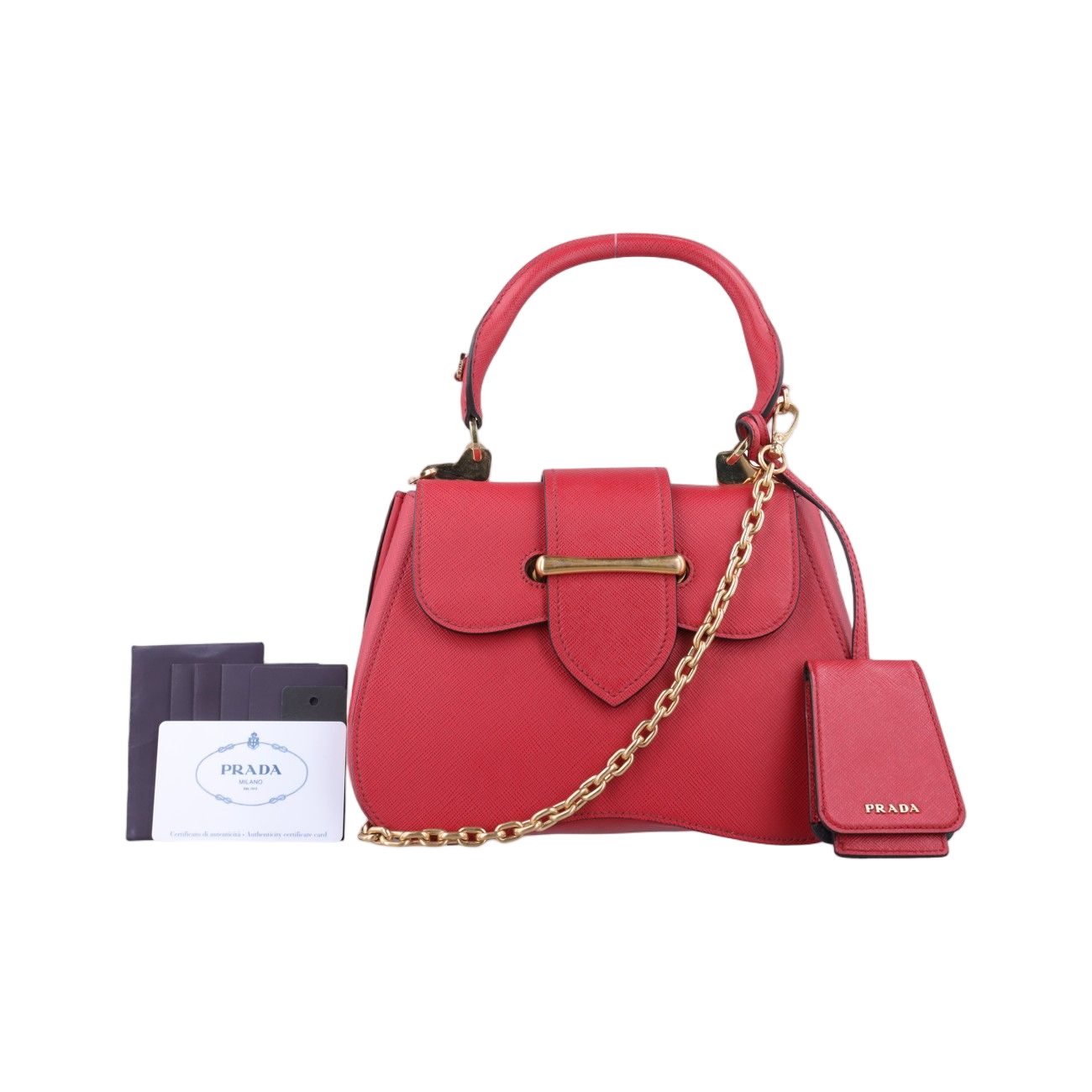 Prada Sydney Red Saffiano Leather 7 Messenger Bag