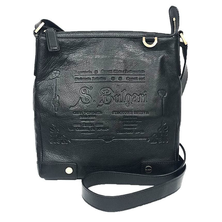 Bvlgari Leather Shoulder Bag Collezone Black