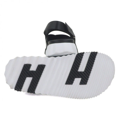 Hermes Electric Leather Log Strap Sandals Black White 44 — view 4