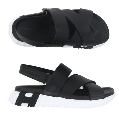 Hermes Electric Leather Log Strap Sandals Black White 44 — view 5