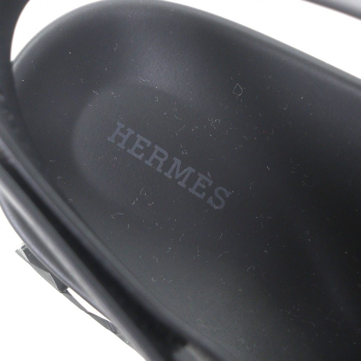 Hermes Electric Leather Log Strap Sandals Black White 44 — view 7