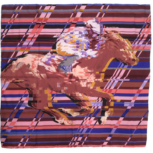 Hermes Carre 90 Photo Finish Silk Brown Purple Pink Scarf