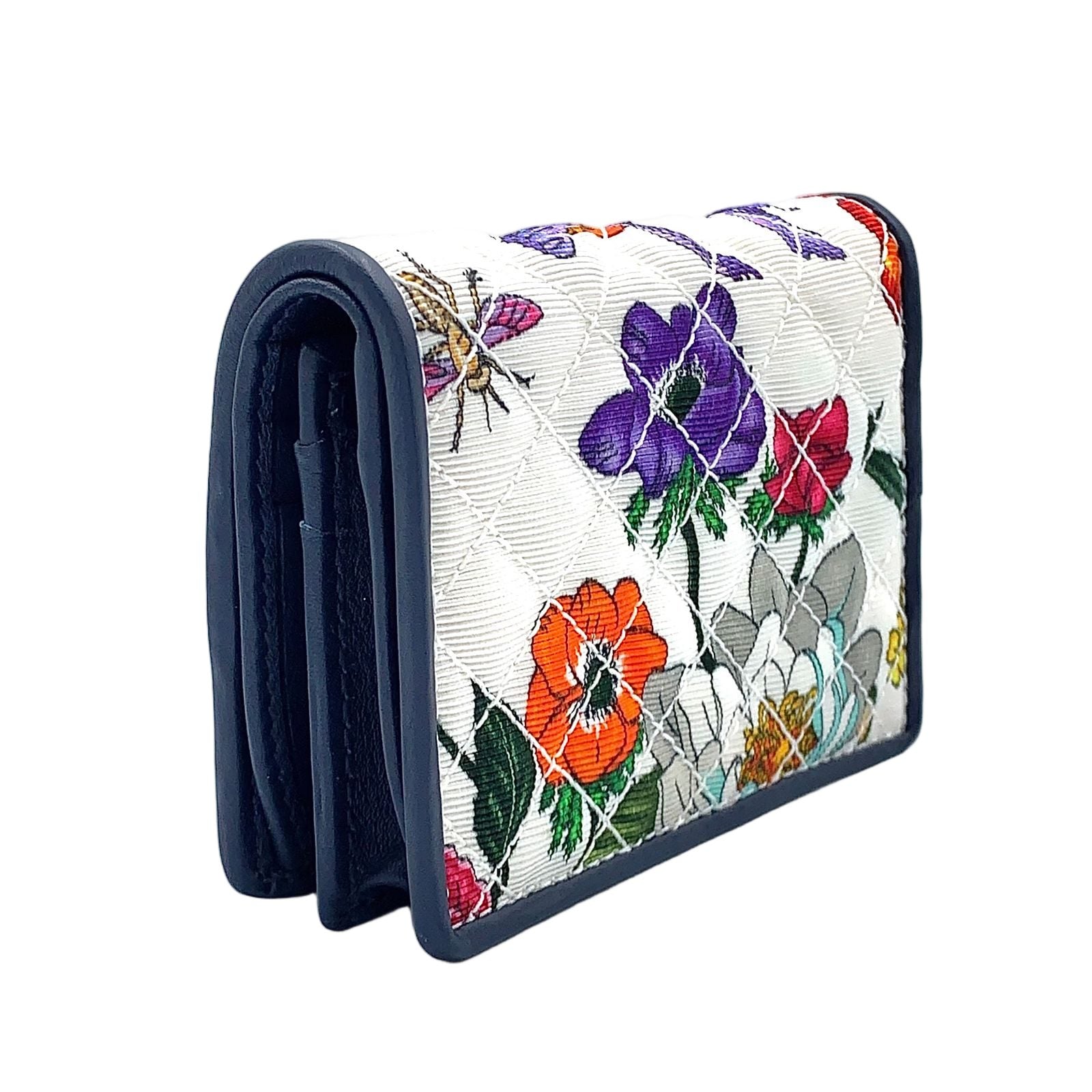Gucci Zumiflora Compact Leather Canvas Multicolor Bifold Wallet Gold — view 2