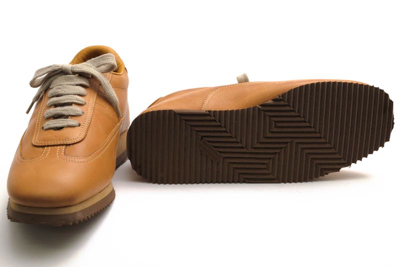 Hermes Shoes Sneakers Shoes Low Cut Ladies Women Leather Genuine Brown Quick H