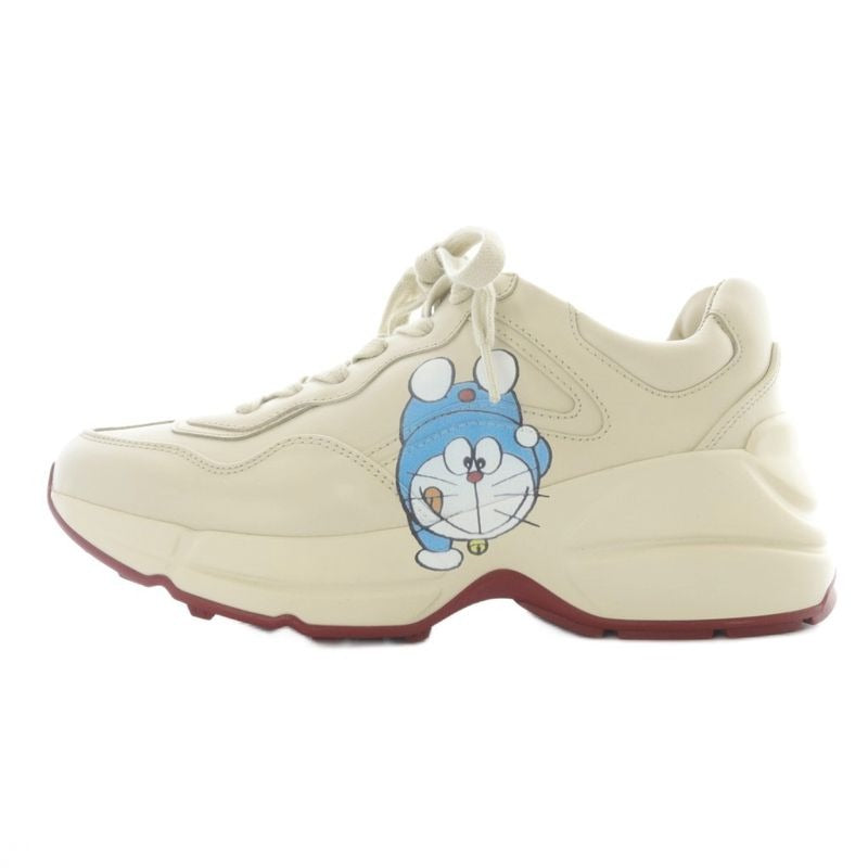 Gucci Doraemon Leighton Leather Sneakers 35 Beige