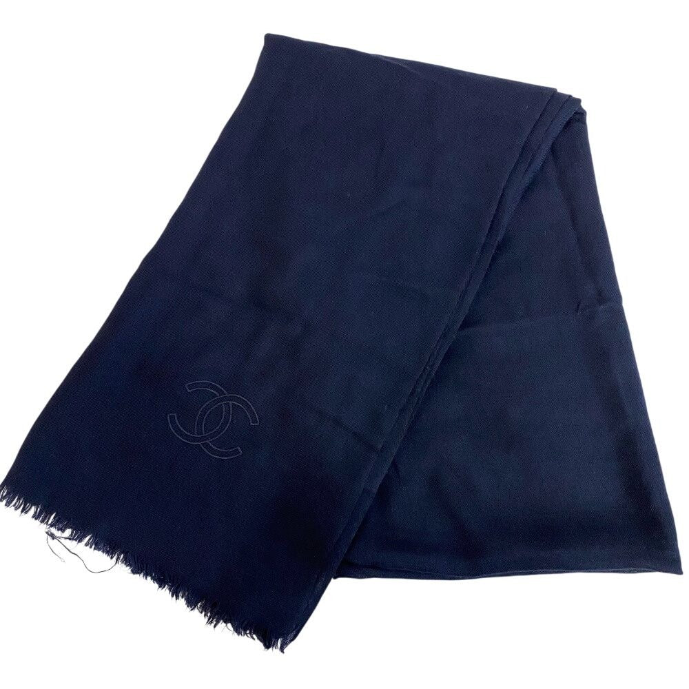 Chanel Scarf Shawl Cashmere Navy