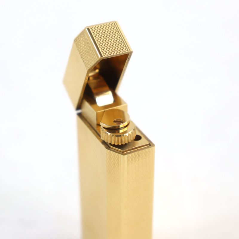 Cartier Pentagonal All-over Pattern Short Roller Lighter Gold With Case Swiss