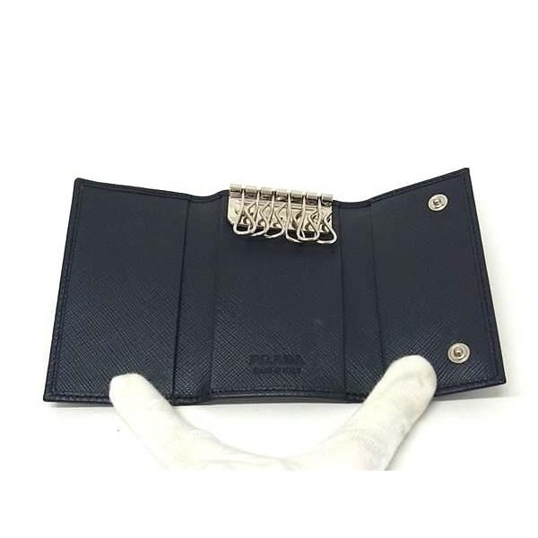 Prada Saffiano Leather Key Case Navy Key Holder — view 3