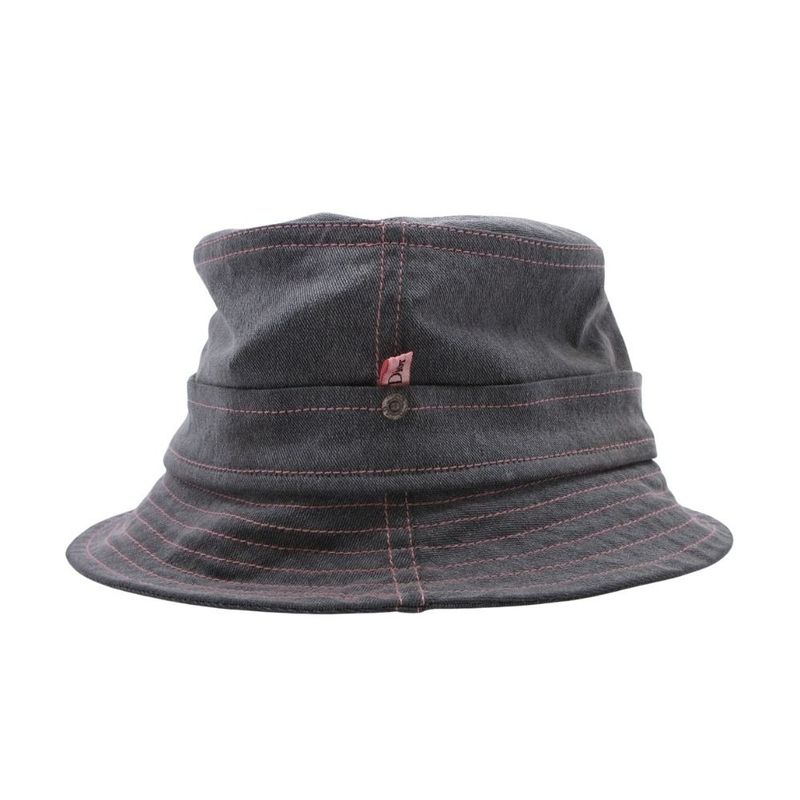 Good Christian Dior Pink Stitch Denim Bucket Hat Brim Hat 58 Gray Ladies Old