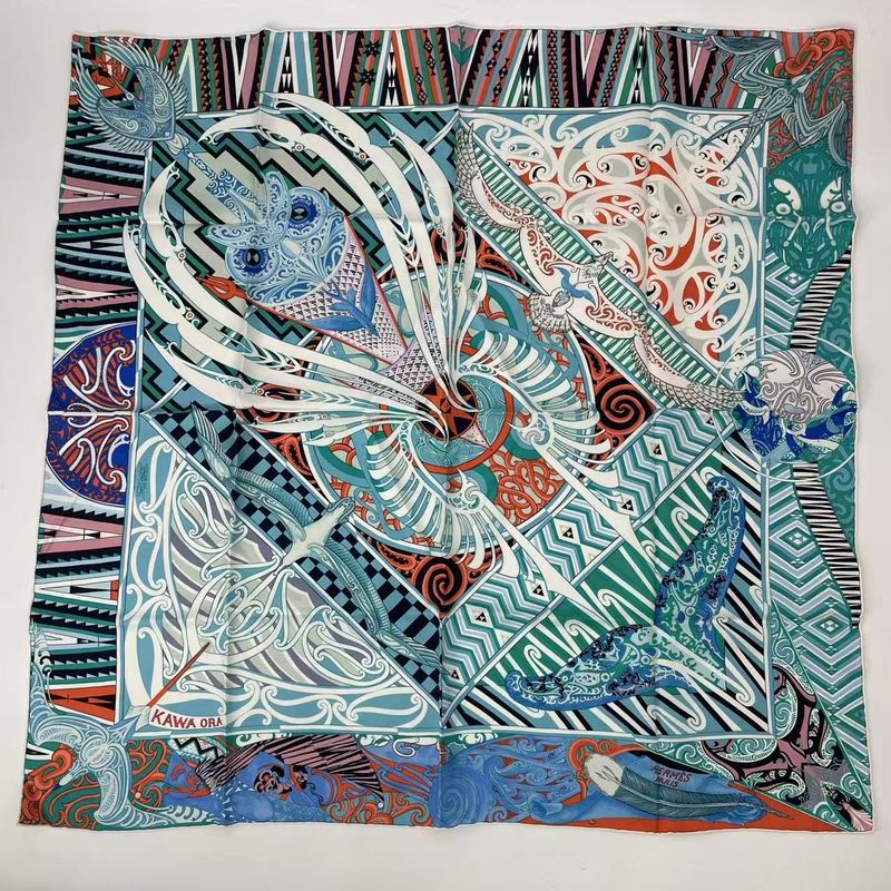 Hermes Carre 90 Silk Scarf Kawa Ora Kawa Ora Multicolor