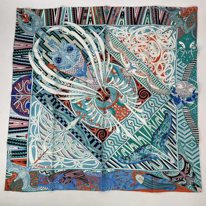 Hermes Carre 90 Silk Scarf Kawa Ora Kawa Ora Multicolor