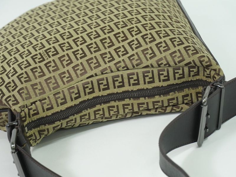 Authentic Fendi Zucchino Shoulder Bag Canvas Beige Brown 8br129 Zucchino Bag