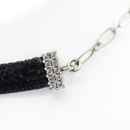 Christian DIOR Choker DIOR Rhinestone Velour Black Ladies With Box Yo649