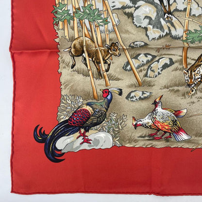 Hermes Carre 90 Sichuan Silk Scarf With Orange Animal Box