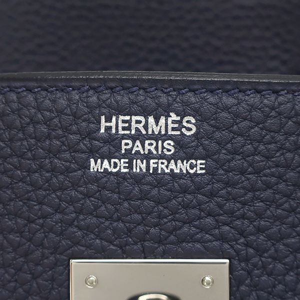 Hermes Handbag Birkin 35 Togo Blue Nuit Silver Hardware Navy Blue C Engraved