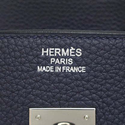 Hermes Handbag Birkin 35 Togo Blue Nuit Silver Hardware Navy Blue C Engraved