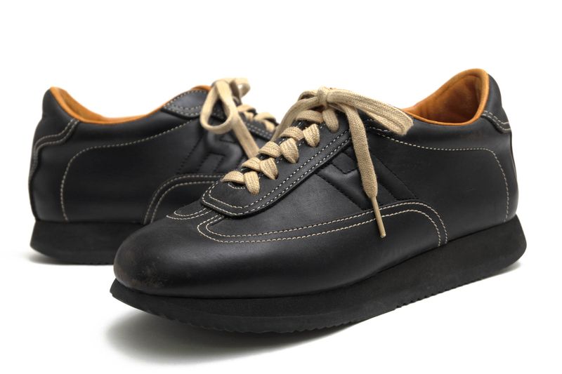 Hermes Shoes Sneakers Shoes Low Cut Ladies Women Leather Genuine Black Quick