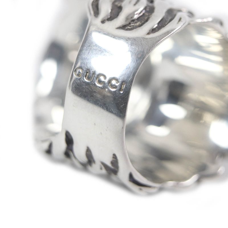 Gucci Lion Head Ring - Ring Accessory - Colored Stone Silver Black 16 With Box