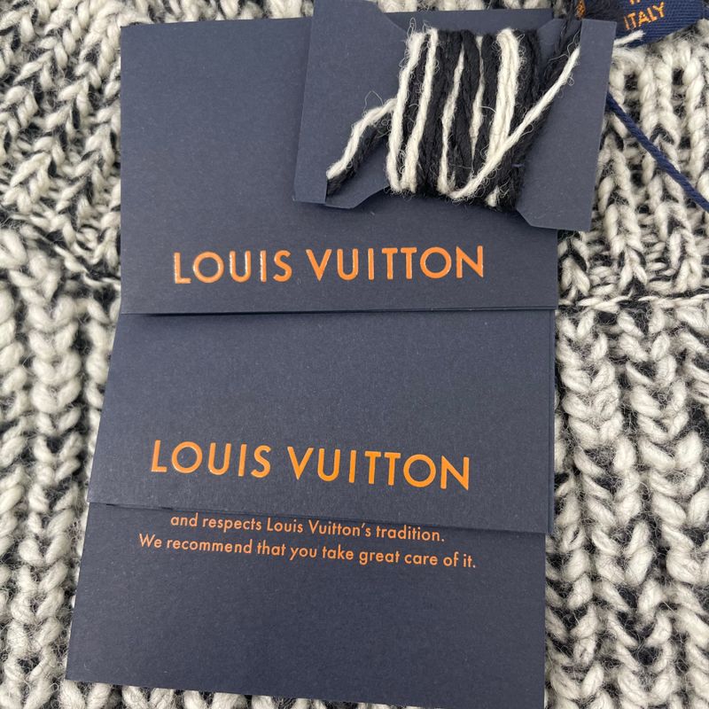 Louis Vuitton Wool Leather Dress Long Sleeves Knit Sweater Belt Box Black And