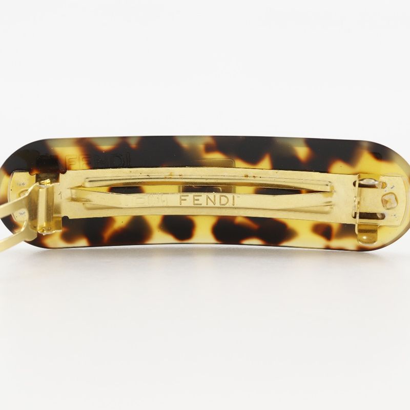Fendi Fflogo Leopard Print Synthetic Resin Gold Women's Barrette