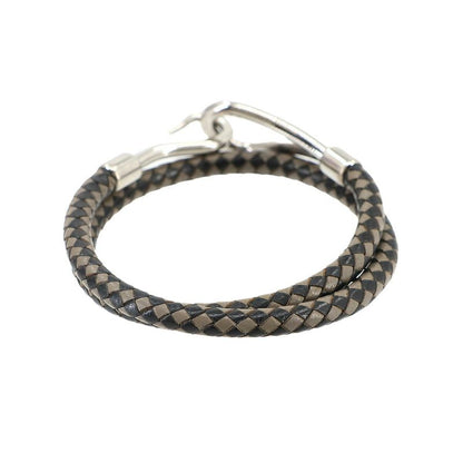 Hermes Jumbo Bracelet Choker Leather Black Gray Silver Hardware Jumbo Bracelet