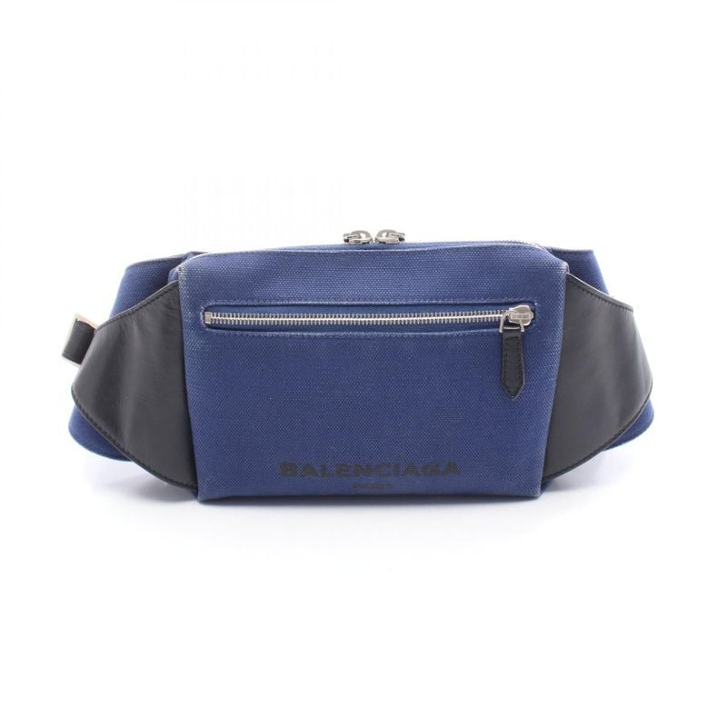 Balenciaga Waist Bag Body Belt Navy Black Canvas Leather