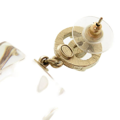 Chanel Coco Mark Faux Pearl Plastic Stone Gold Earrings 0563 Chanel