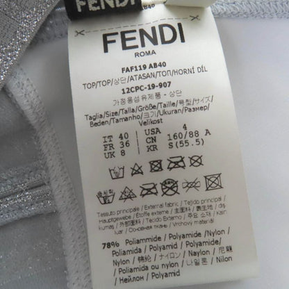 Fendi Faf119 Zucca Pattern FF Logo Tank Top Silver 40 Genuine