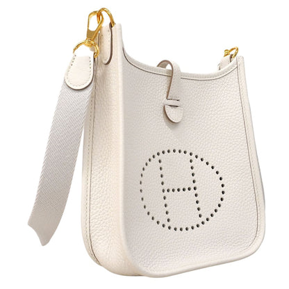Hermes Shoulder Bag Evelyne TPM Taurillon Clemence Gris Perle Gold — view 2