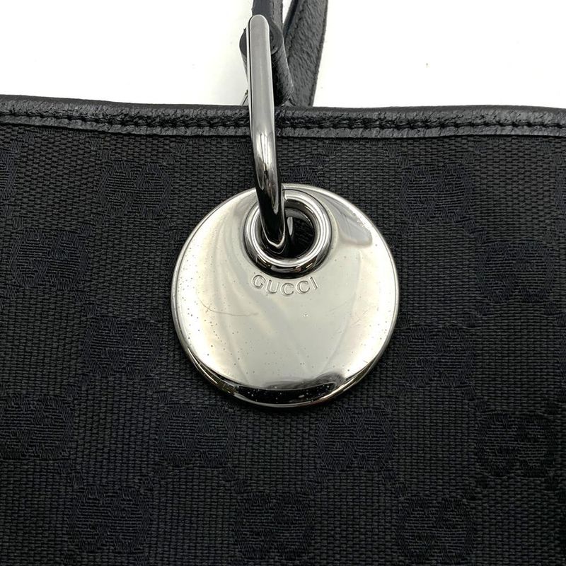 Gucci 120836 Tote Bag Black GG Canvas/leather Ladies Men's Branded High Brand