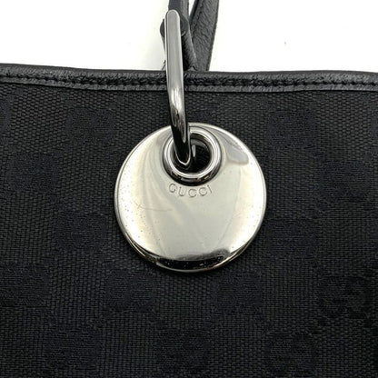 Gucci 120836 Tote Bag Black GG Canvas/leather Ladies Men's Branded High Brand