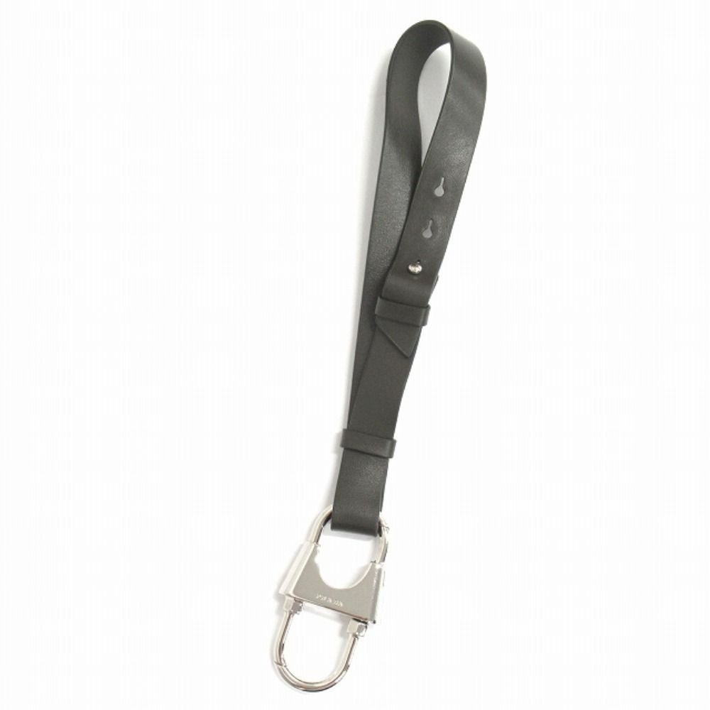 Prada Cow Leather Key Holder Key Strap Carabiner Khaki