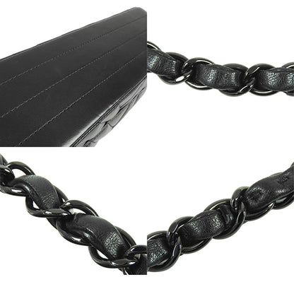 Chanel Chain Shoulder Bag So Black Lambskin Stitch 25 Double Flap — view 7