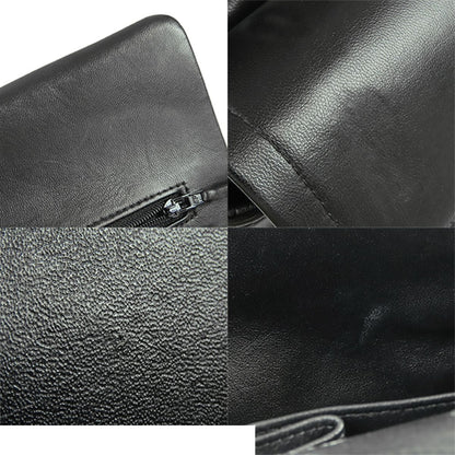 Chanel Chain Shoulder Bag So Black Lambskin Stitch 25 Double Flap — view 8