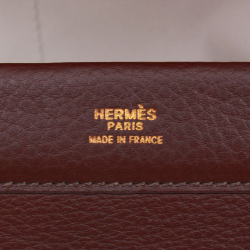 Hermes Equi Havana Taurillon Leather Brown Clutch Bag Gold