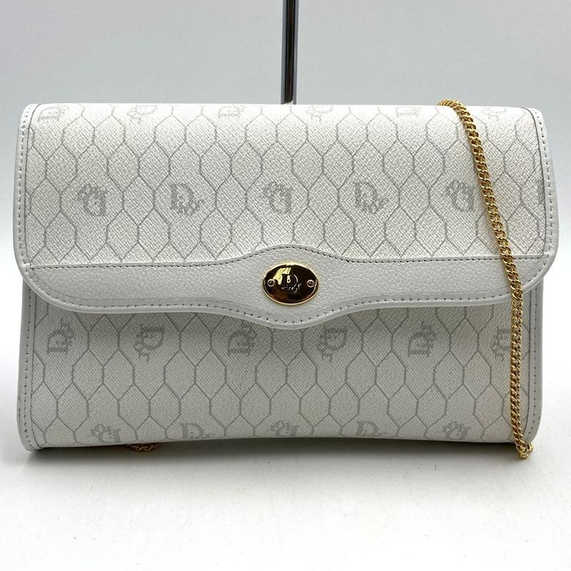 Dior Christian Dior Crossbody Honeycomb Shoulder Bag White Pvc/leather Women