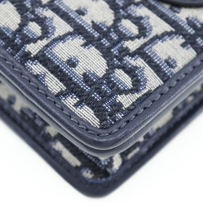 Dior Christian Dior 2WAY Waist Pouch Trotter Oblique Canvas X Leather Navy