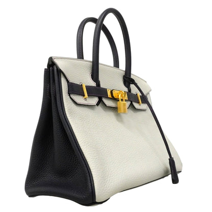 Hermes Handbag Birkin 30 Taurillon Clemence Purple Gray Blue Nuit Gold Special — view 2